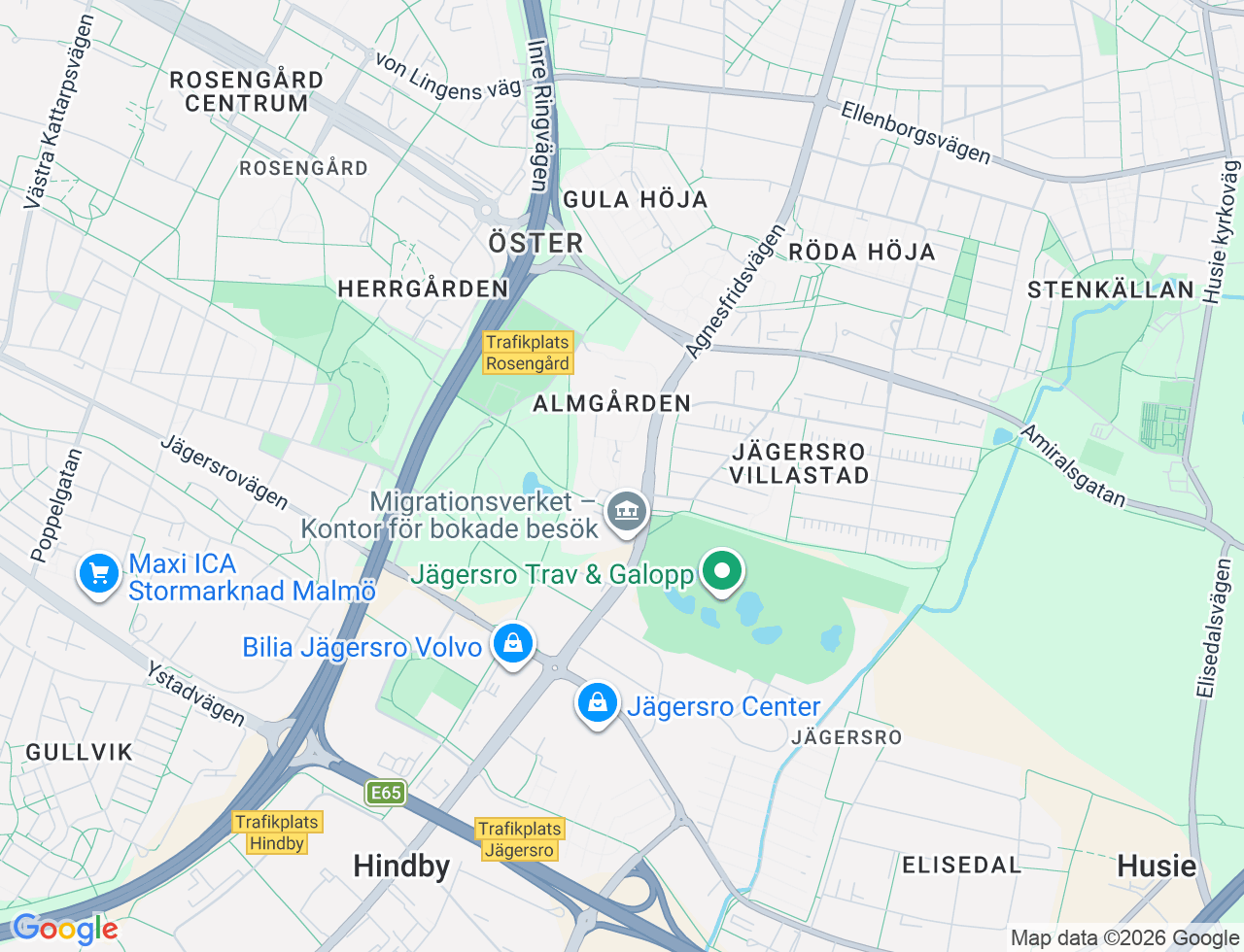Karta över Agnesfridsvägen 75 i 37 Malmö