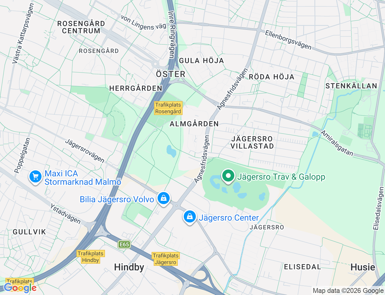 Karta över Agnesfridsvägen 83 i 37 Malmö