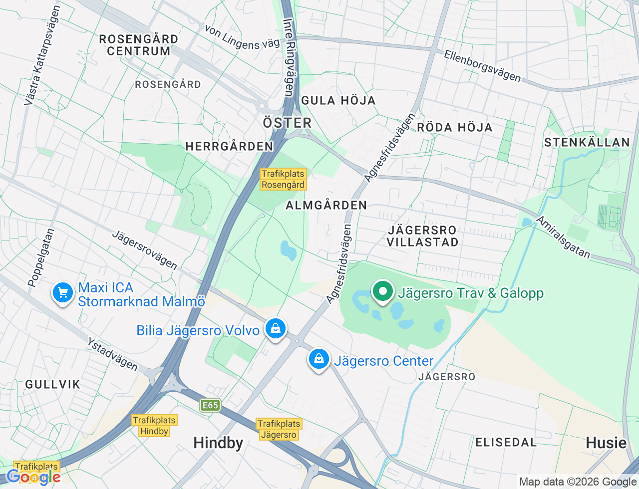 Karta över Agnesfridsvägen 85 i 37 Malmö