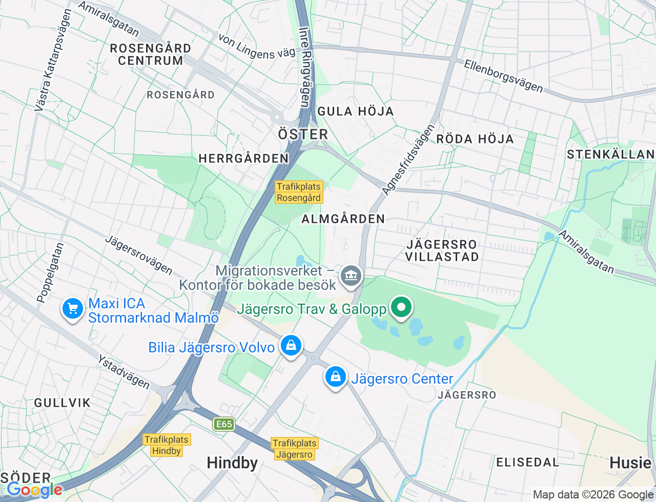 Karta över Agnesfridsvägen 89 i 37 Malmö