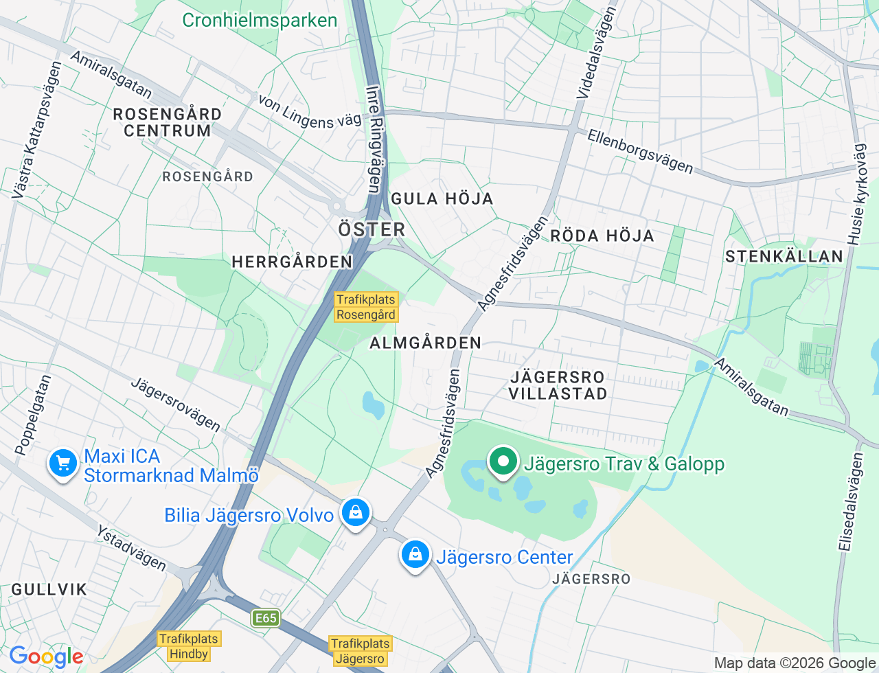 Karta över Agnesfridsvägen 9 i 37 Malmö