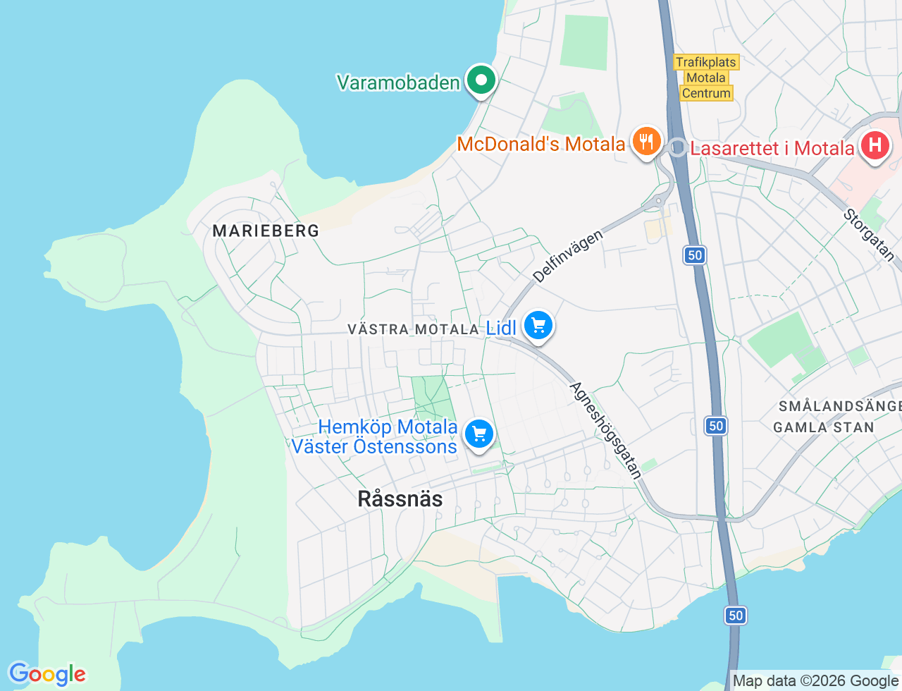 Karta över Agneshögsgatan 65D i 71 Motala