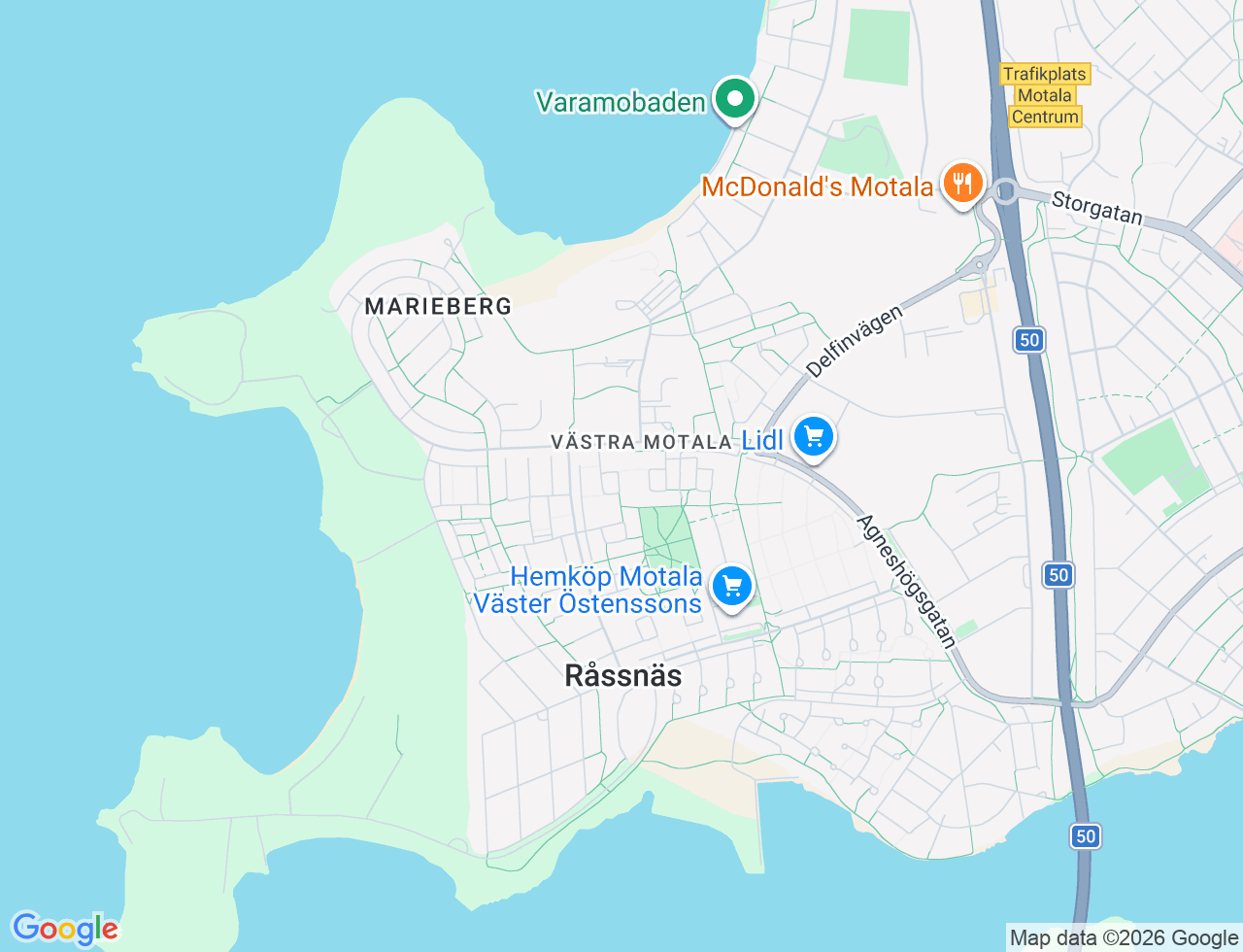 Karta över Agneshögsgatan 77A i 71 Motala