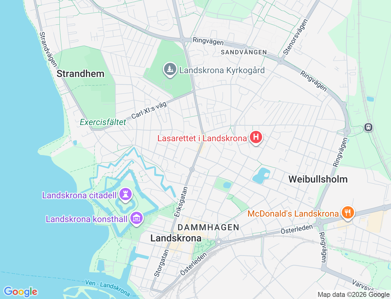 Karta över Almstigen 2A i 40 Landskrona