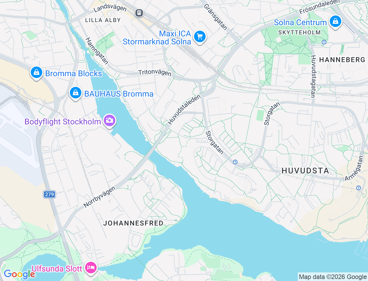 Karta över Alphyddevägen 7 i 51 Solna