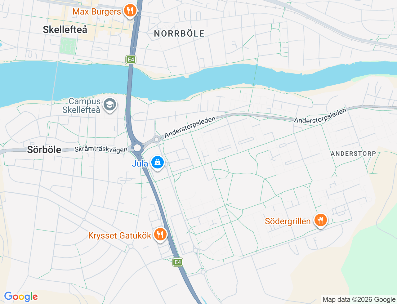 Karta över Anderstorg 12 i 57 Skellefteå