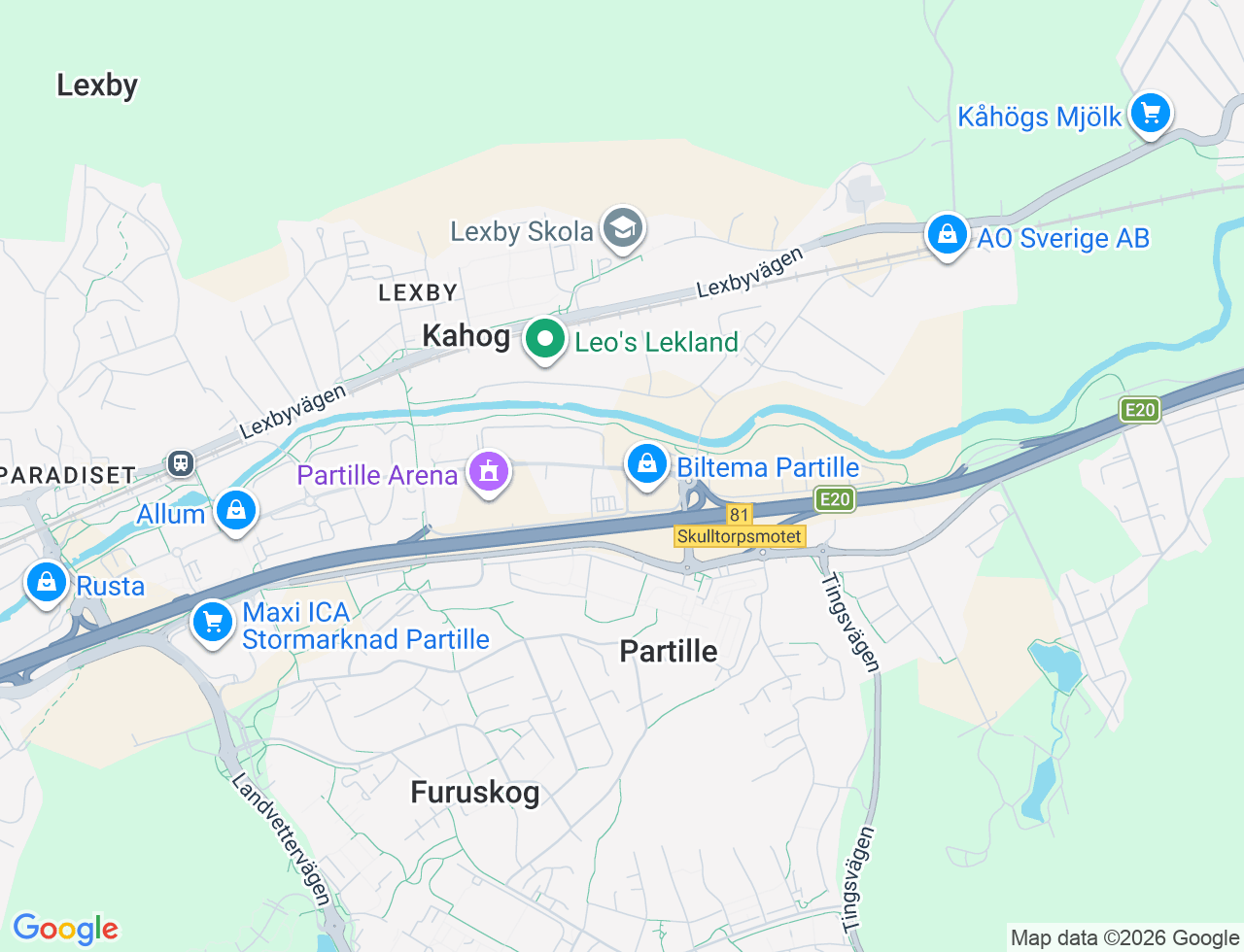 Karta över Arenavägen 22 i 38 Partille