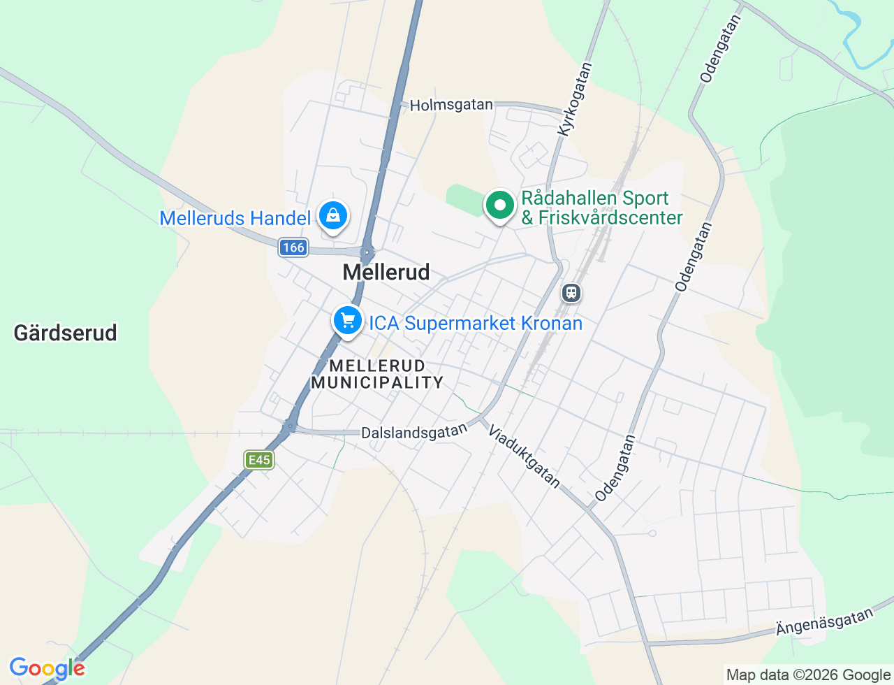 Karta över Bergsgatan 8 i 30 Mellerud