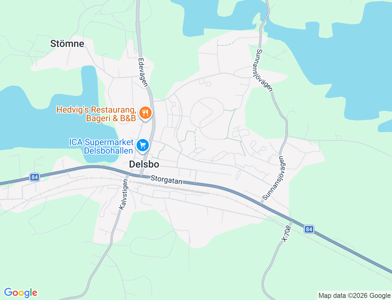 Karta över Björkgatan 13 i 70 Delsbo