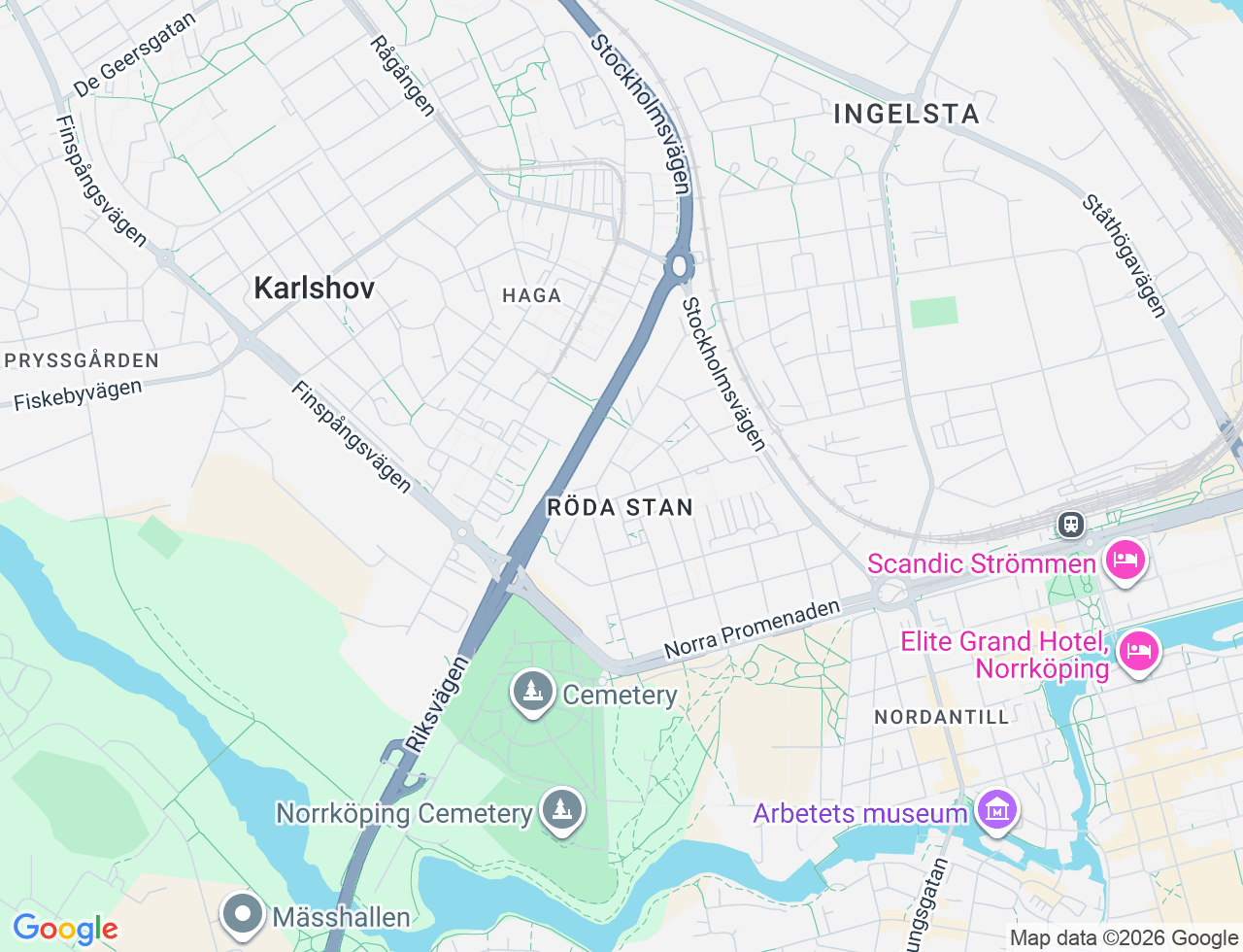 Karta över Blekingegatan 3 i 16 Norrköping