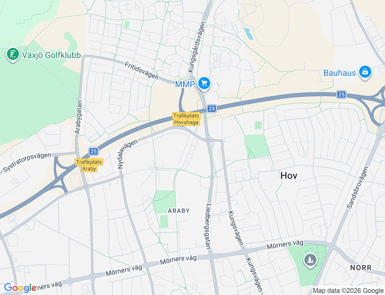 Karta över Bokelundsvägen 23A i 48 Växjö