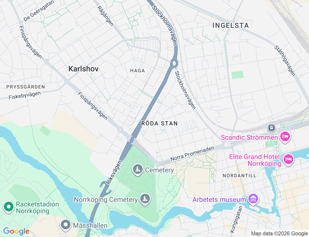 Karta över Bråboplan 40 i 16 Norrköping