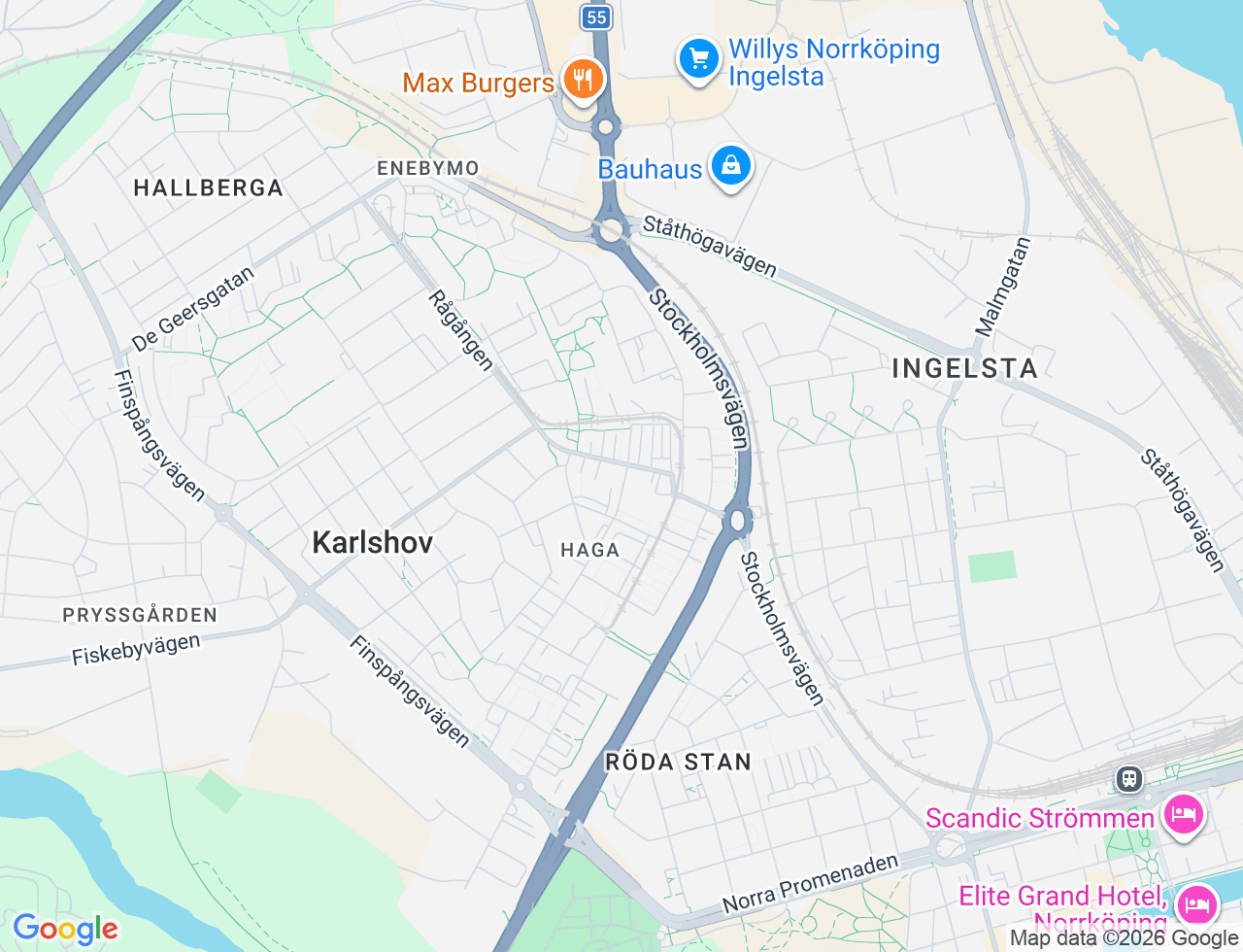 Karta över Breda vägen 17A i 14 Norrköping