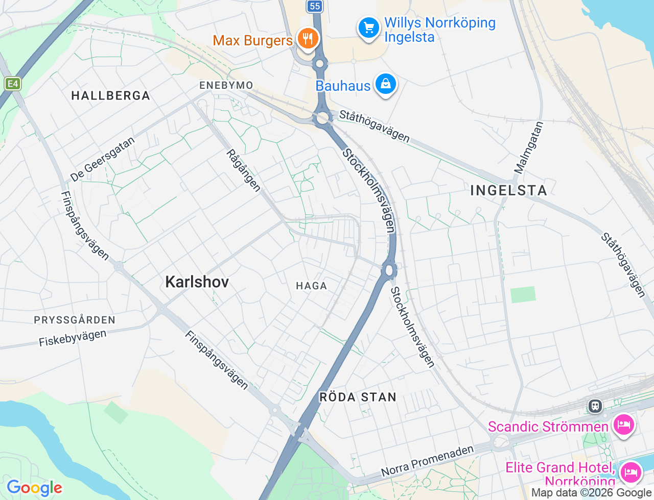 Karta över Breda vägen 17B i 14 Norrköping