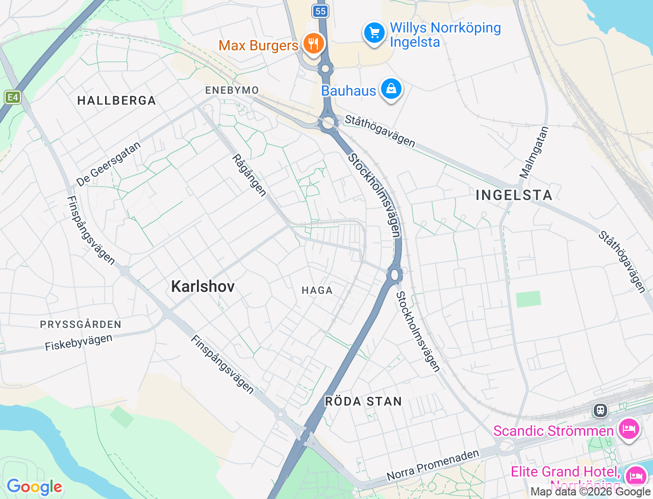 Karta över Breda vägen 19A i 14 Norrköping