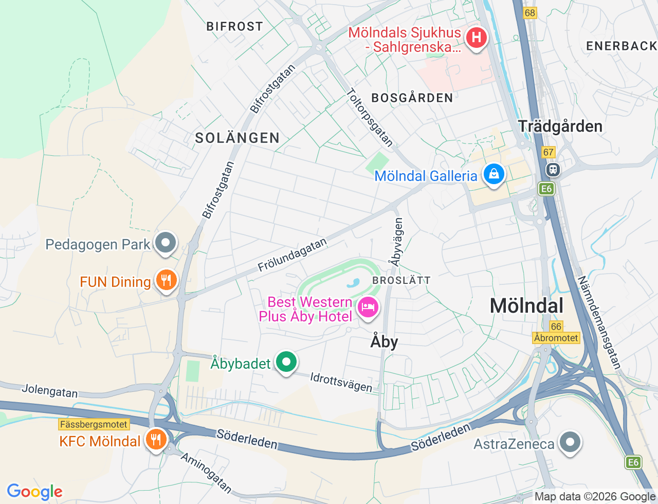 Karta över Åby Allé 51 i 45 Mölndal