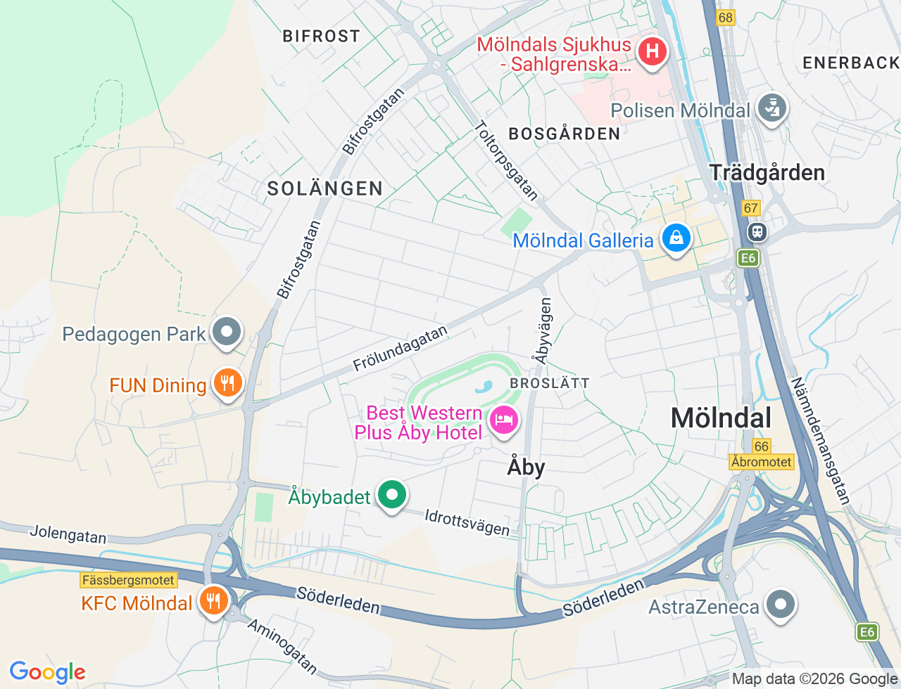 Karta över Åby Allé 51 i 45 Mölndal