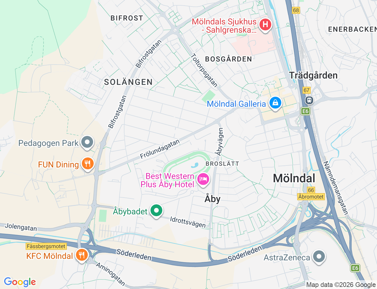 Karta över Åby Allé 59 i 45 Mölndal