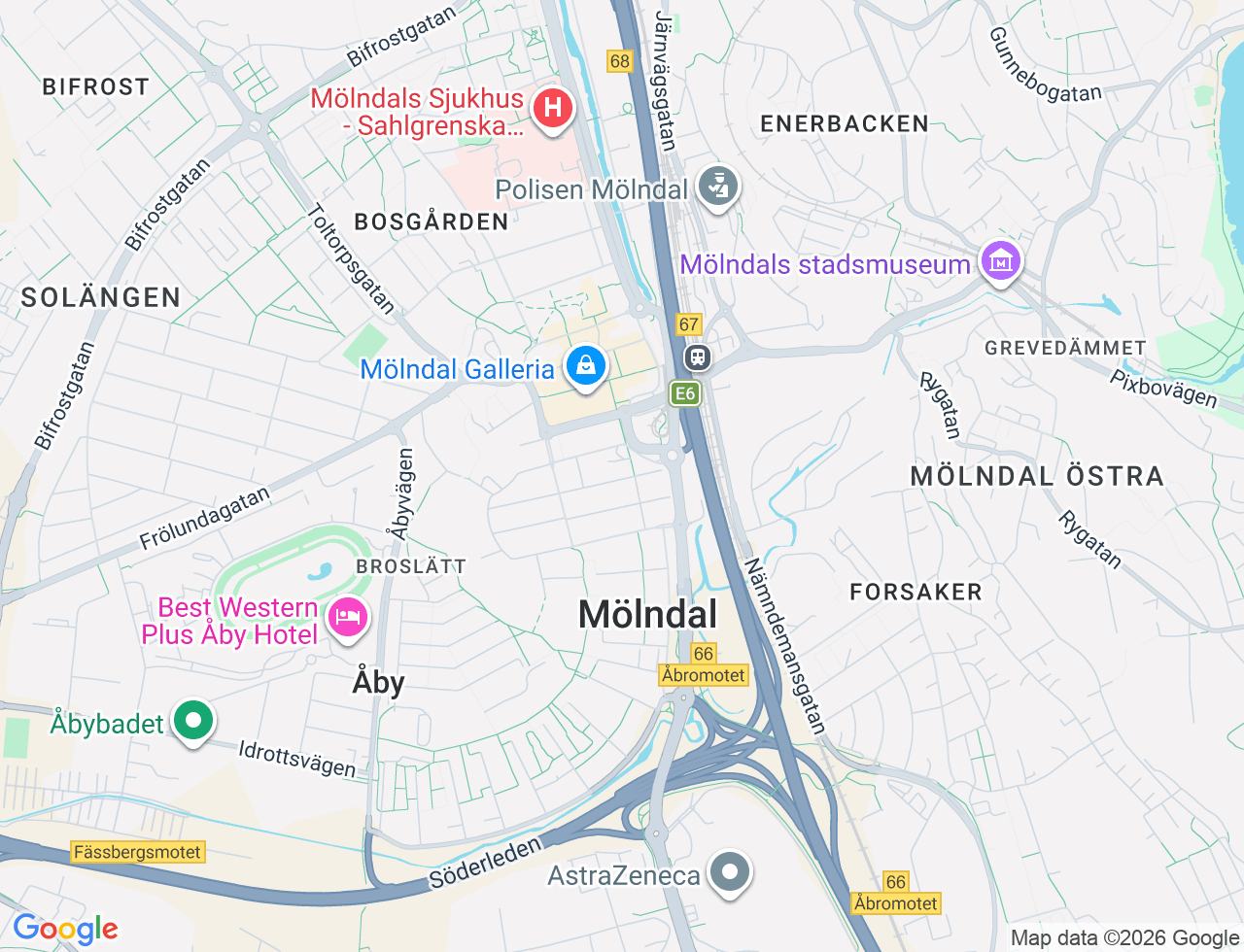 Karta över Åbybergsgatan 14 i 31 Mölndal