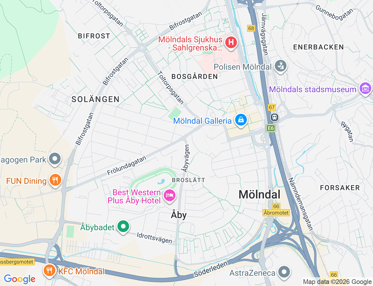 Karta över Åbyvägen 4 i 62 Mölndal