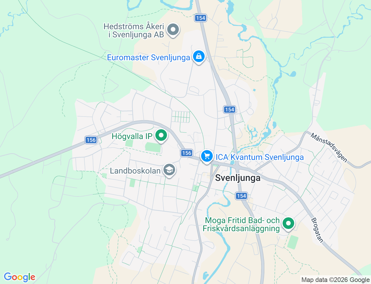 Karta över Dalsåkersgatan i Svenljunga