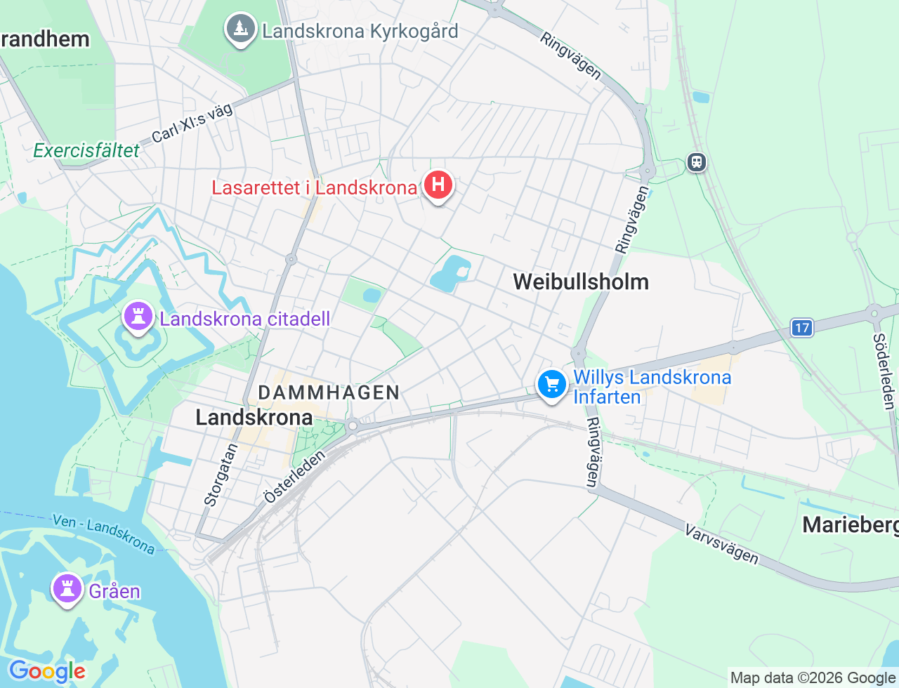 Karta över Ödmanssonsgatan 36B i 34 Landskrona
