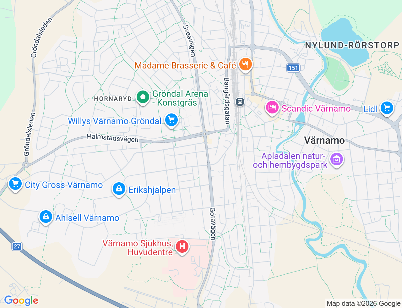 Karta över Egnahemsvägen 9C i 52 Värnamo