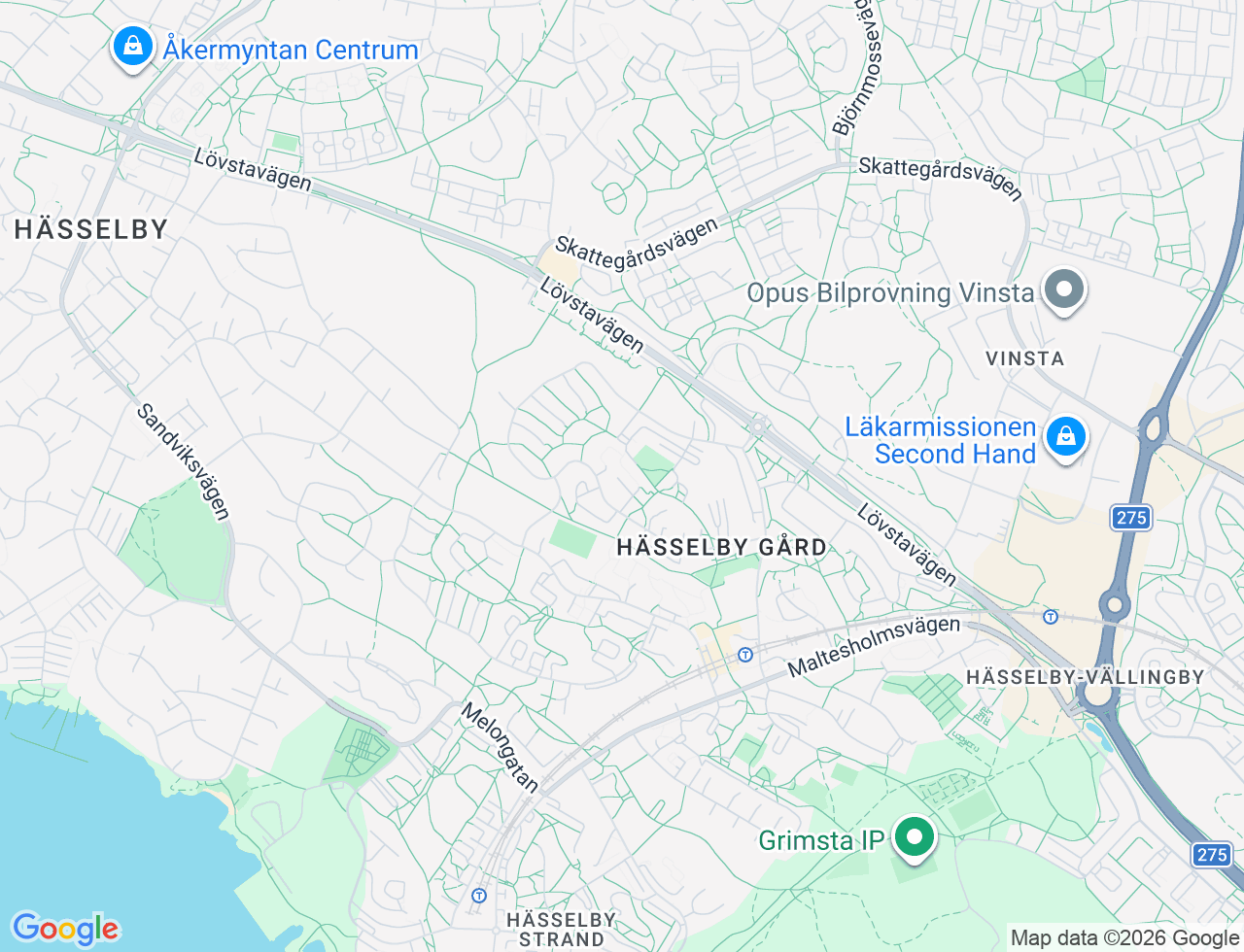 Karta över Enspännargatan 42 i 57 Hässelby