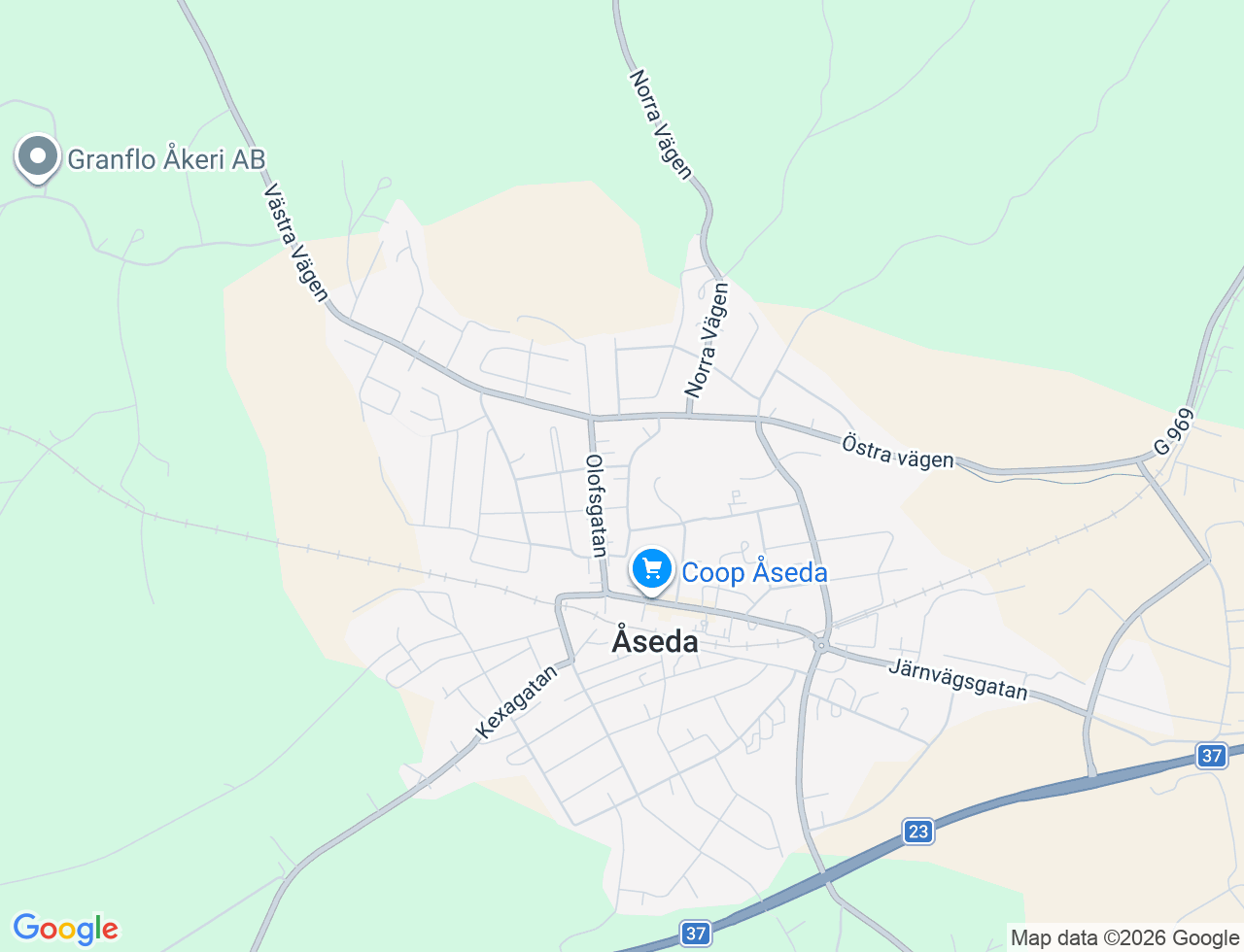 Karta över Eriksgatan 1A i 70 Åseda