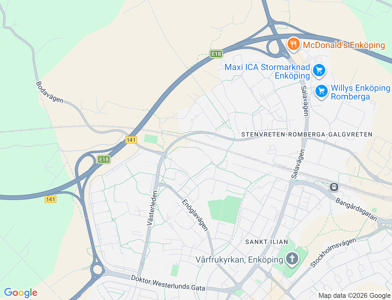 Karta över Fabriksgatan 13 i 32 Enköping