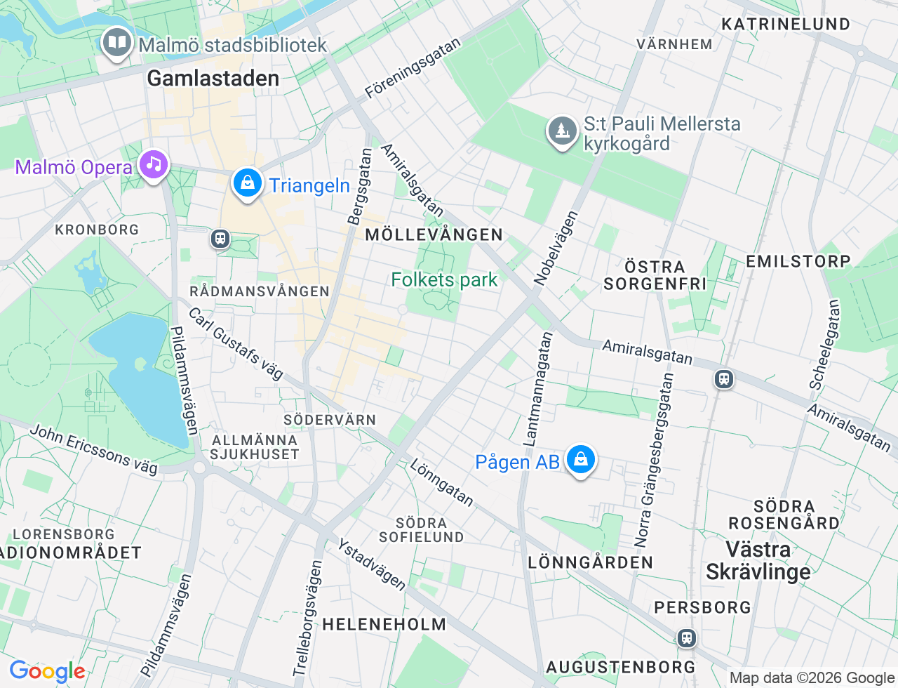 Karta över Falsterbogatan 27A i 36 Malmö