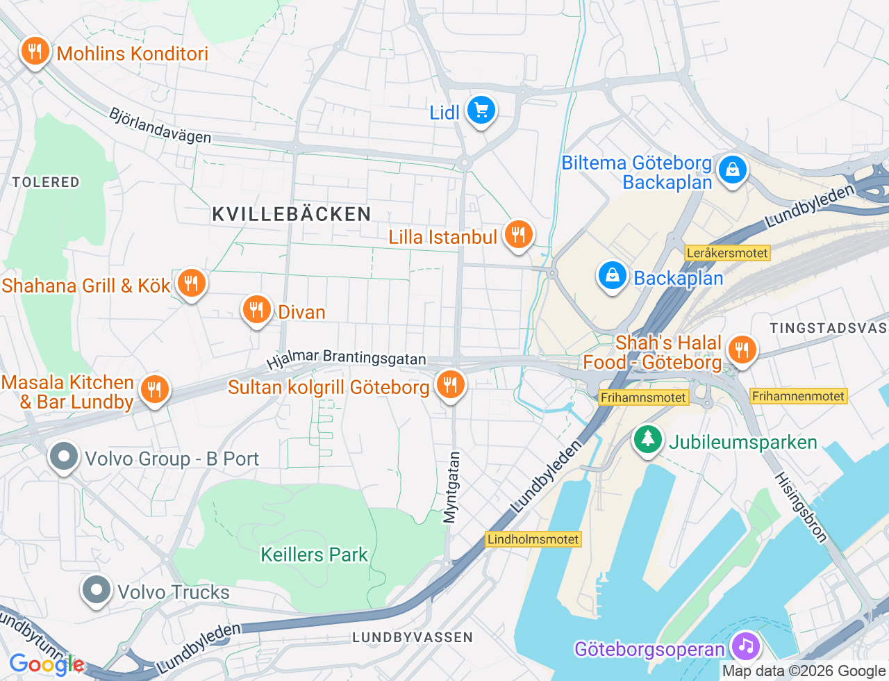 Karta över Fjärdingsgatan 5 i 22 Göteborg