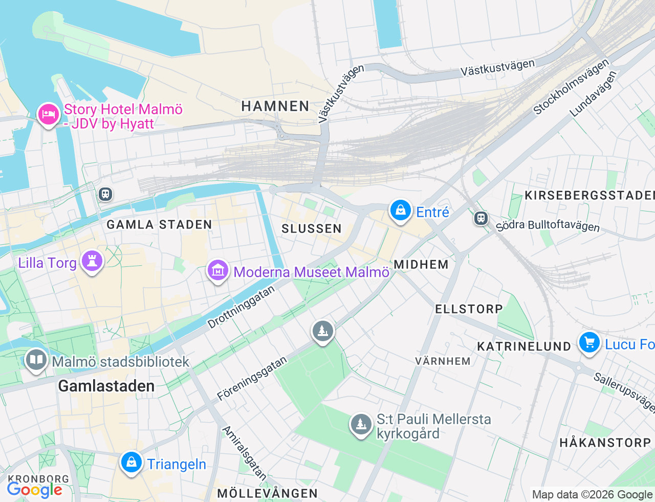 Karta över Fredriksbergsgatan 1A i 11 Malmö