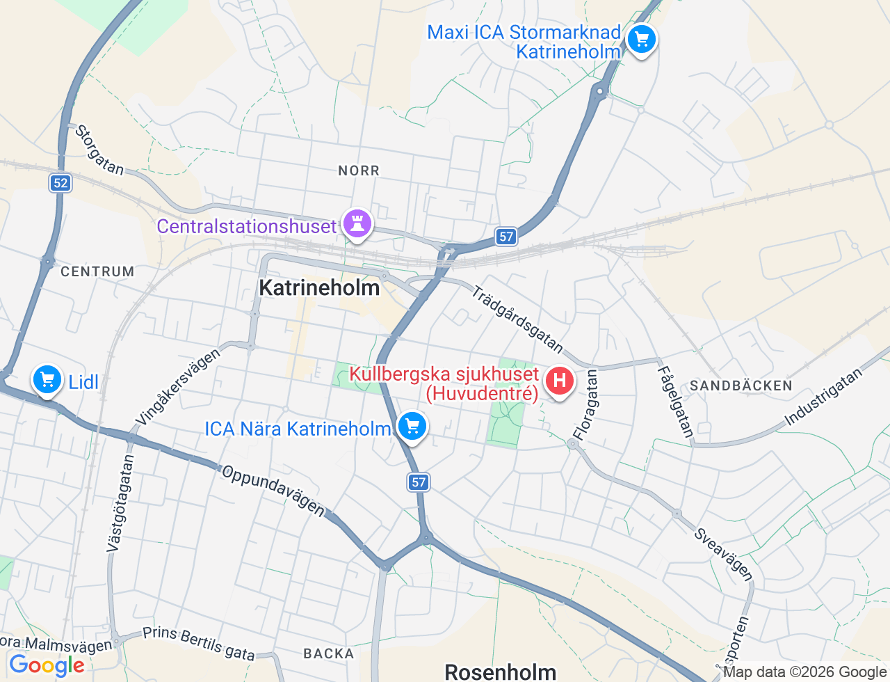Karta över Fredsgatan 33B i 32 Katrineholm
