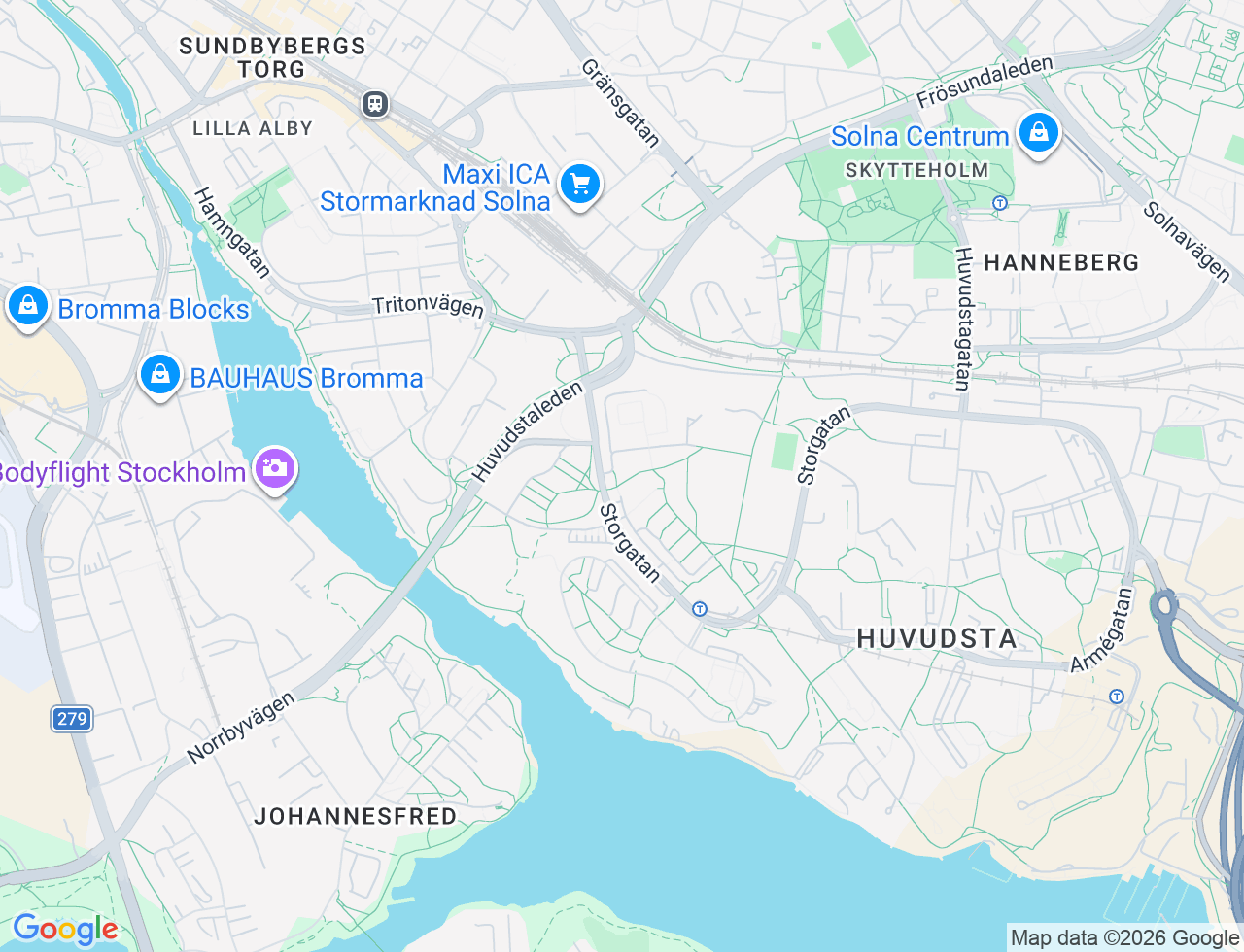 Karta över Göran Perssons väg 2a i 55 Solna