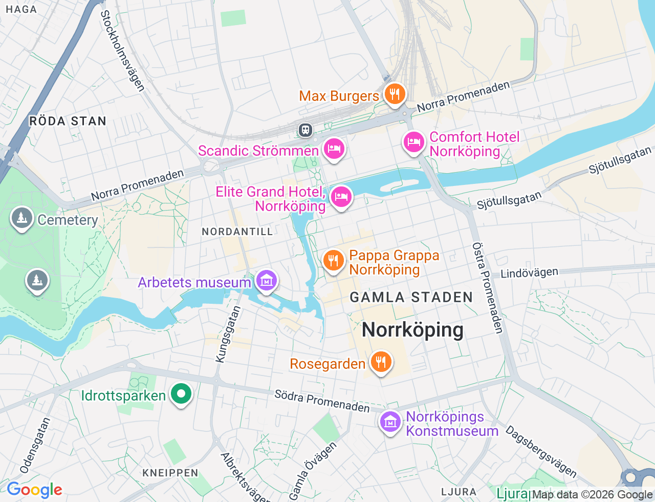 Karta över Gamla Rådstugugatan 18 i 24 Norrköping