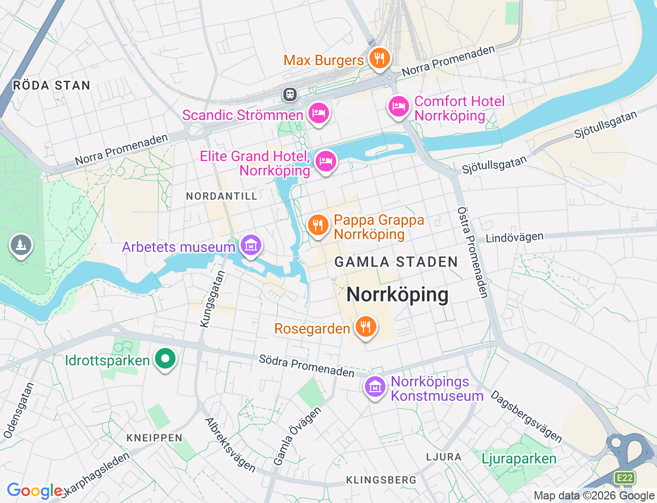 Karta över Gamla Rådstugugatan 27A i 24 Norrköping