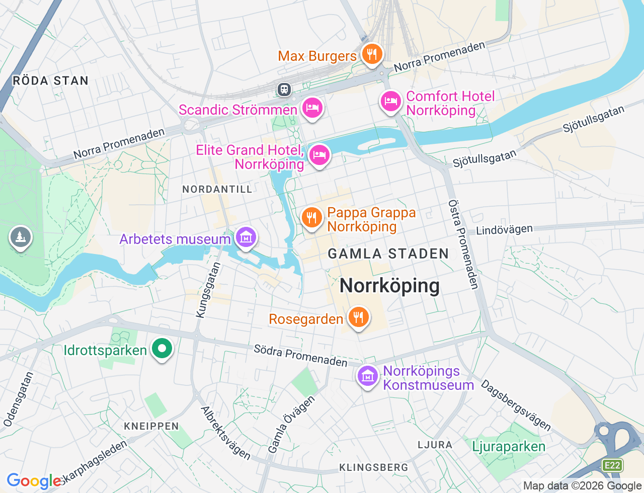 Karta över Gamla Rådstugugatan 27B i 24 Norrköping