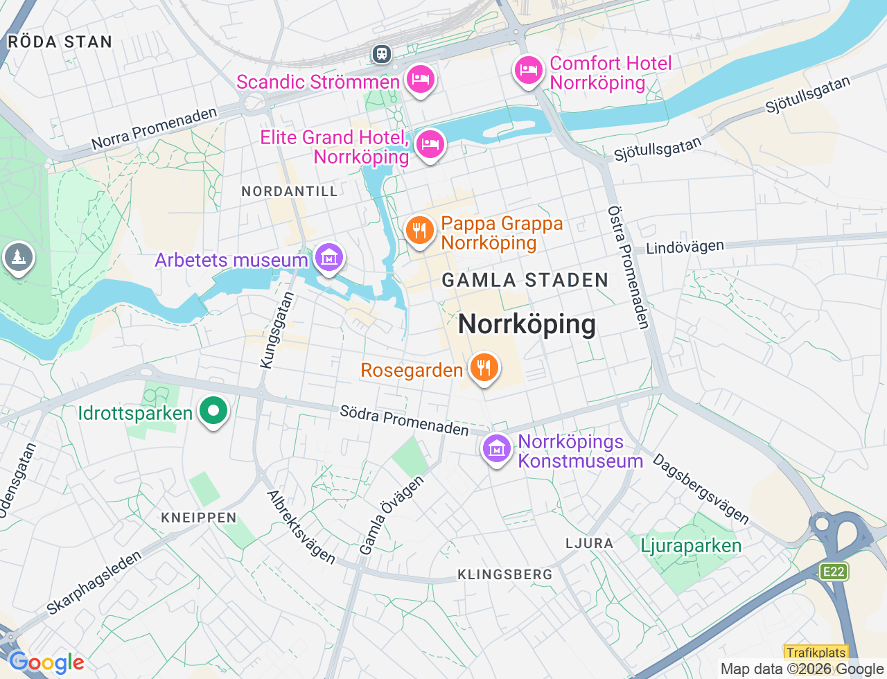 Karta över Gamla Rådstugugatan 44 i 32 Norrköping