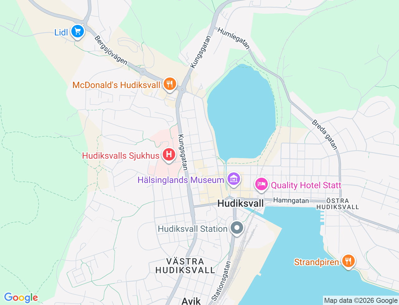 Karta över Gjutaregatan 6B i 30 Hudiksvall