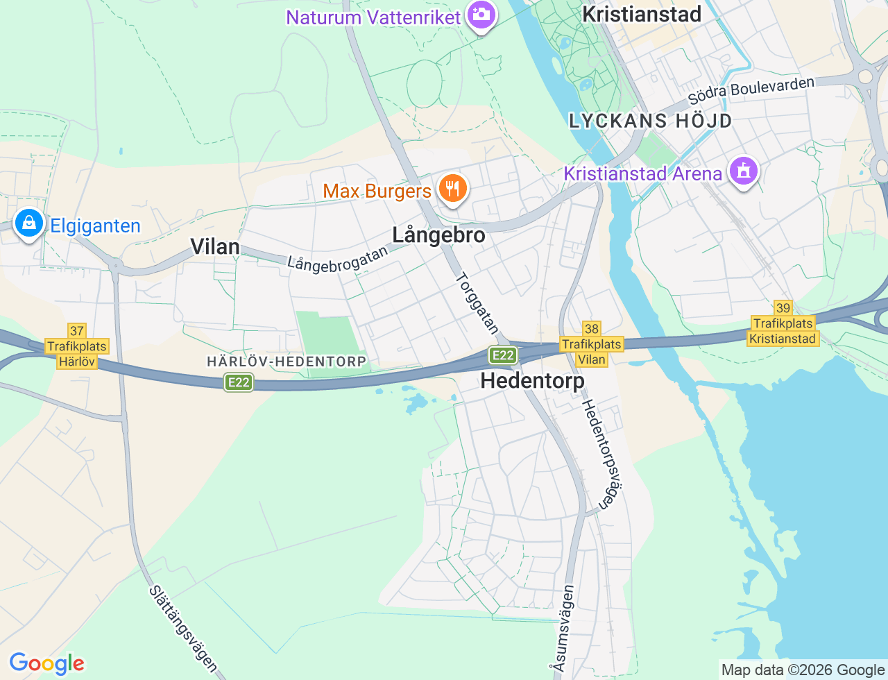 Karta över Gränsgatan 27 i 59 Kristianstad