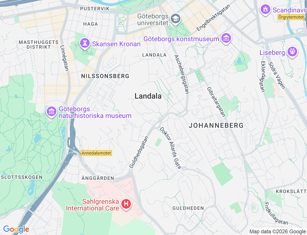 Karta över Guldhedsgatan 1A i 21 Göteborg