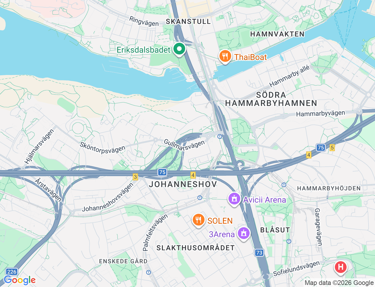 Karta över Gullmarsvägen 10 i 40 Johanneshov