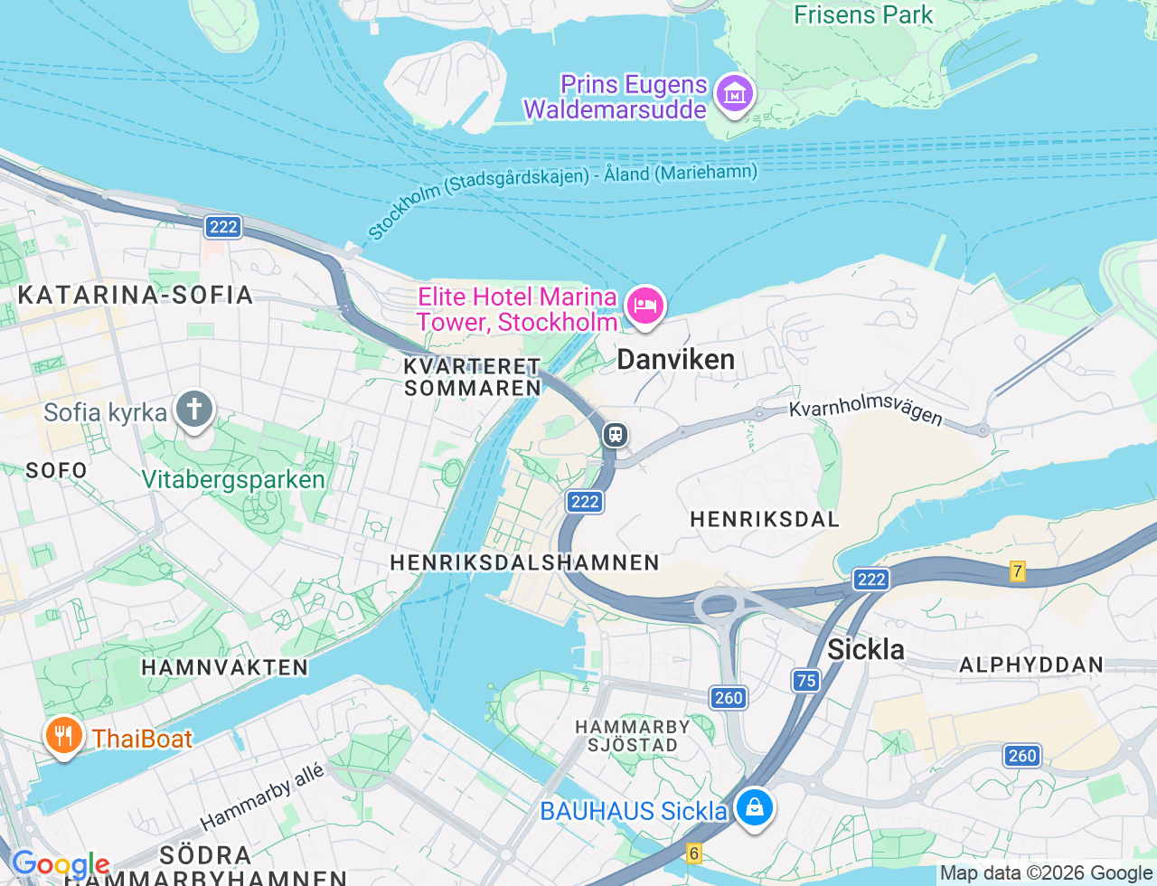 Karta över Hästholmsvägen 12 i 44 Stockholm