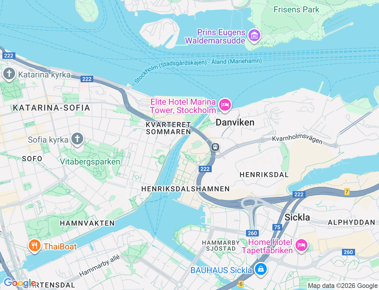 Karta över Hästholmsvägen 15 i 44 Stockholm