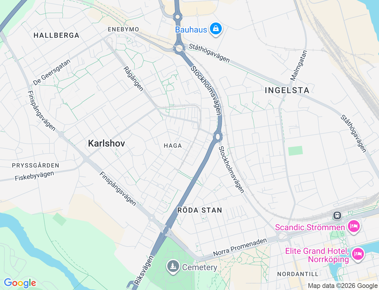Karta över Hagagatan 55 i 14 Norrköping