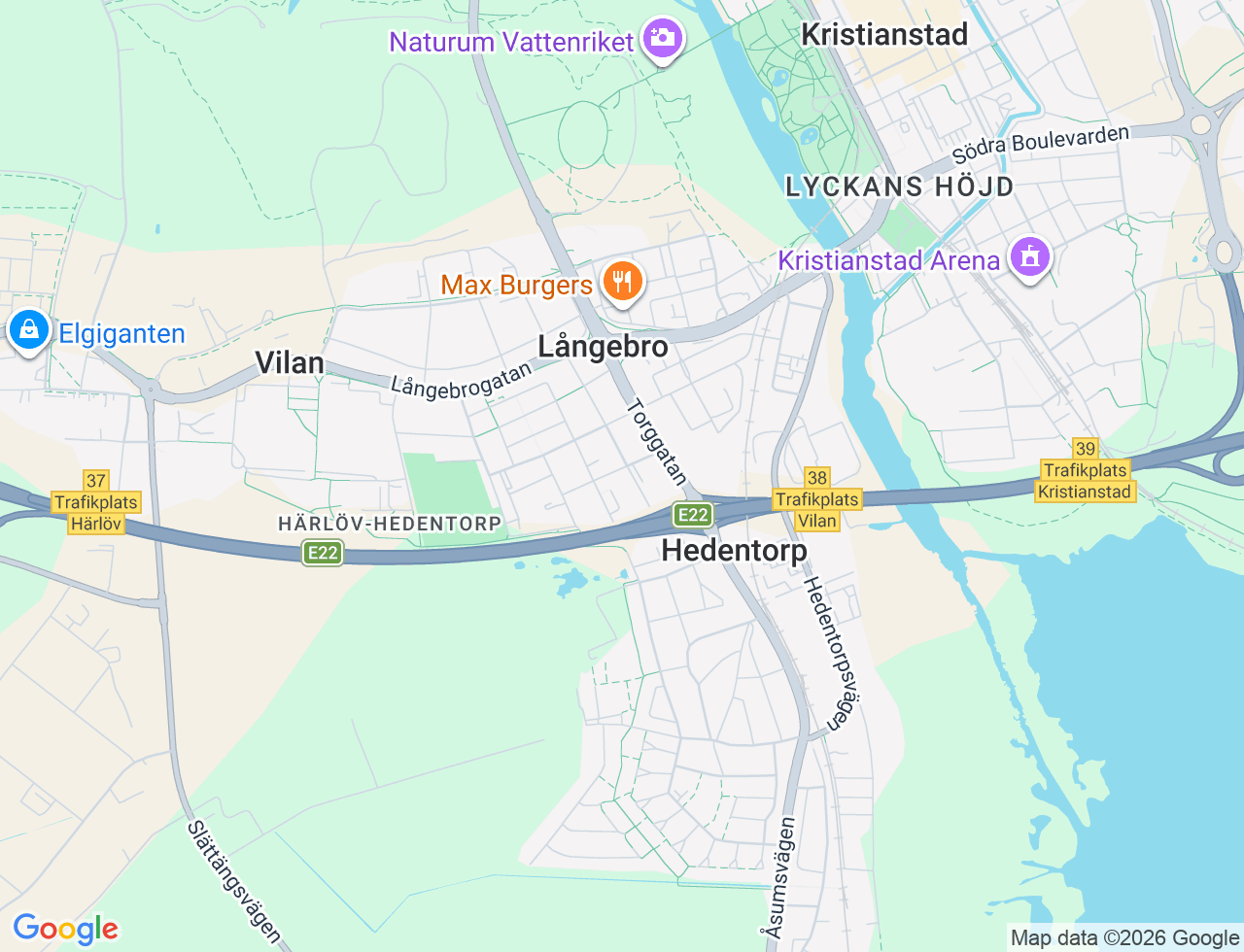 Karta över Hagtornsvägen 3 i 59 Kristianstad