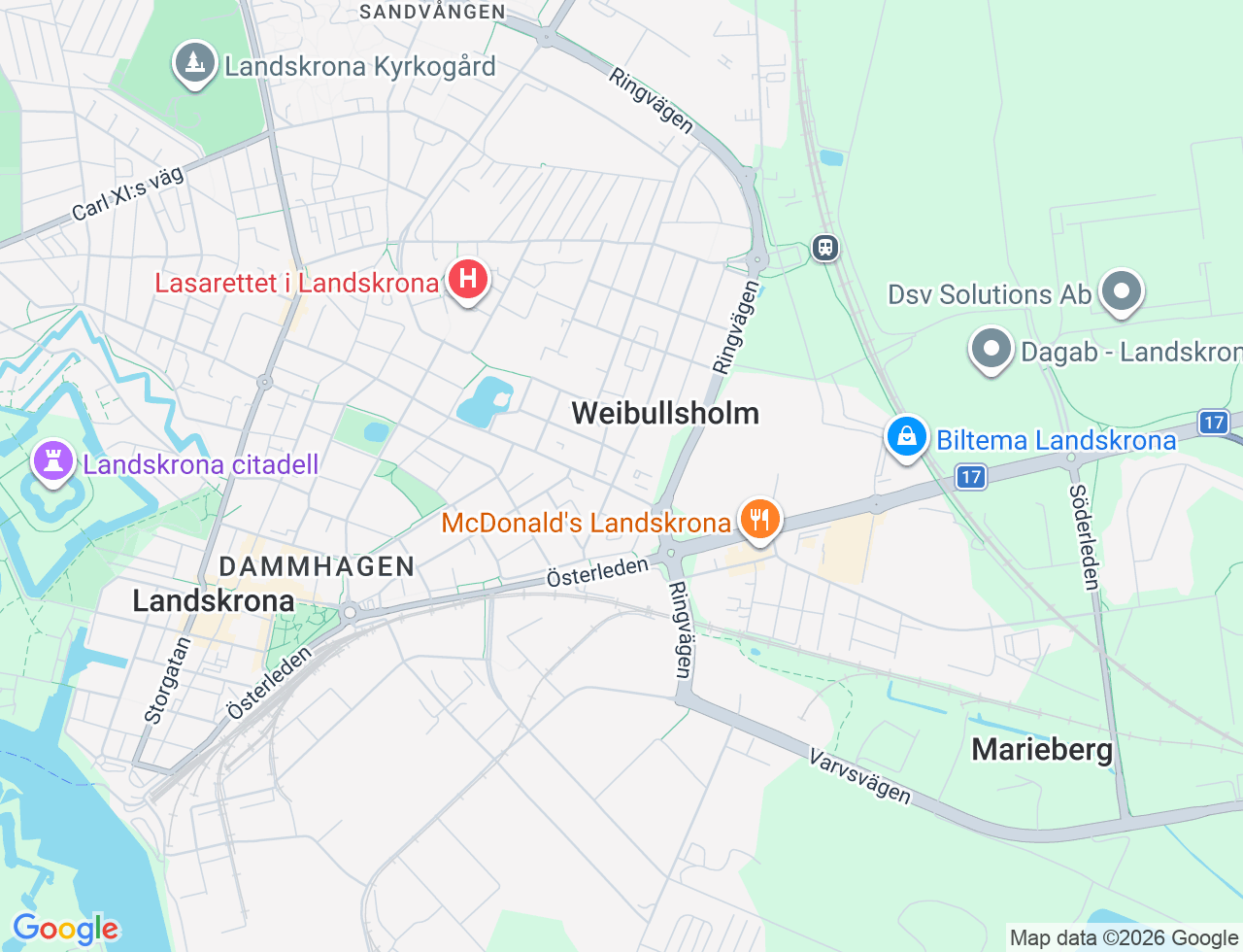 Karta över Hantverkargatan 30A i 51 Landskrona