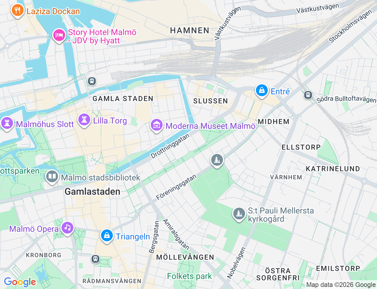 Karta över Hjalmar Gullbergsgatan 2B i 49 Malmö