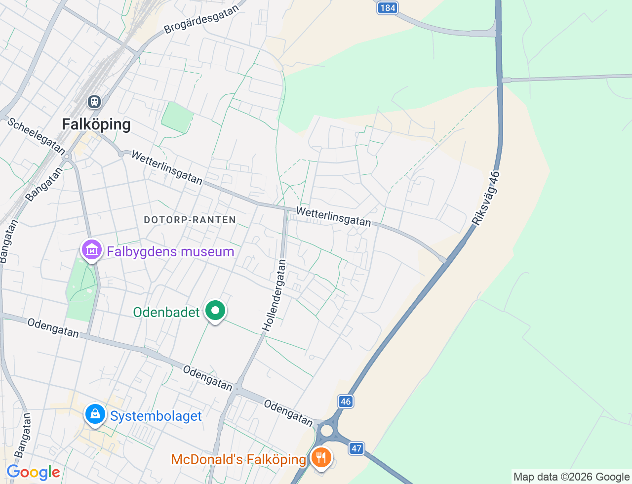 Karta över Hjelmarsrörsgatan 32 i 45 Falköping